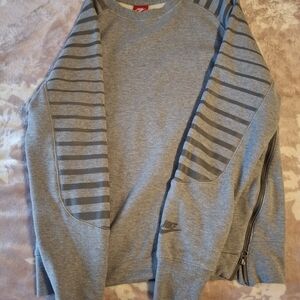 Nike Men's Gray Crewneck Sweater with Stripes